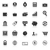 Money icons with reflect on white background
