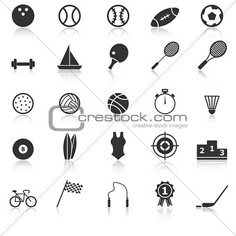Sport icons with reflect on white background