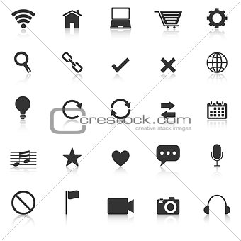 Web icons with reflect on white background