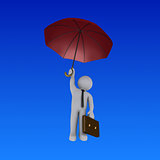 Businessman with umbrella is falling