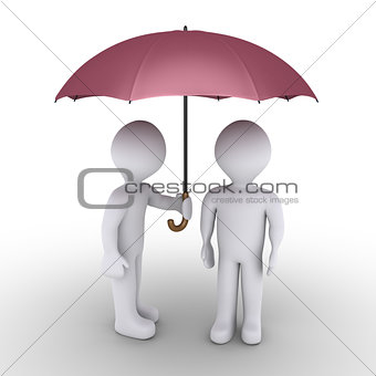 Person protecting with umbrella another one
