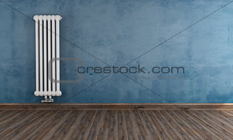  Grunge room with vertical radiator