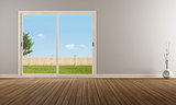 Closed sliding window in a empty room