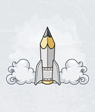 Creative design concept with pencil tool as rocket