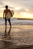 Male Surfer & Surfboard Sunset Sunrise Beach