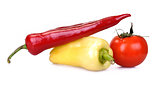 Yellow Bell Pepper, Red Peper and tomato