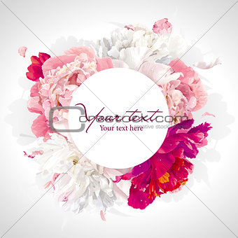 Pink, red and white peony background