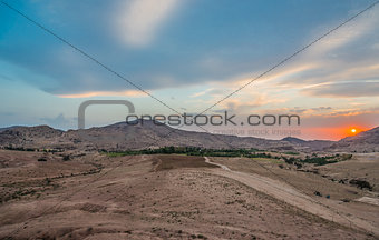 desert scenic at sunset near petra jordan