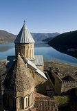  Georgian castle Ananuri and mountain scene