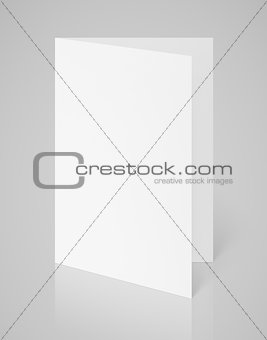 White blank folded flyer on gray