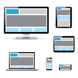 Modern responsive computer, laptop, tablet and smartphone vectors