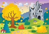 Autumn theme with castle ruins 1