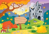 Autumn theme with castle ruins 2