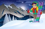 Winter mountain sport theme 1