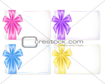 Set of cards with coloured ribbons