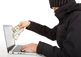 Hacker Steal money from the Internet with laptop 