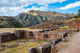 Tourist Chincheros ruins peruvian Andes  Cuzco Peru