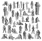Highly detailed happy family silhouettes