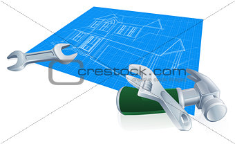House blueprint construction concept