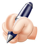Cartoon hand and pen