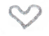 Heart shape of silvery Christmas tinsel