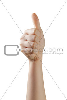 female teen hand thumb up