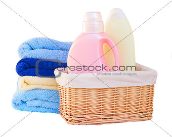 Clothes with detergent in basket