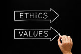 Ethics and Values Arrows Concept