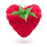 Raspberry in heart shape.