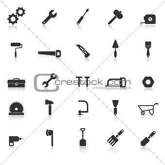 Tool icons with reflect on white background