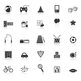 Toy icons with reflect on white background