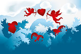 Sea of love - cupids on heart hunting