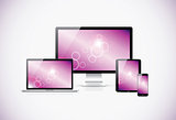 Realistic modern responsive electronic devices with abstract background