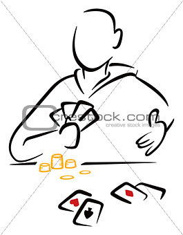 Gambler with cards