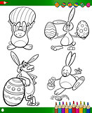 easter bunnies cartoons for coloring book