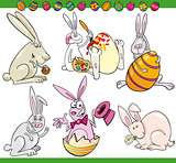 easter bunnies set cartoon illustration