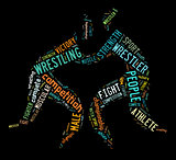 wrestling word cloud with colorful wordings