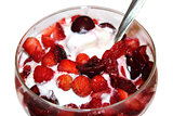 ice-cream with cherry and wild strawberry