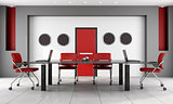 Red and black boardroom