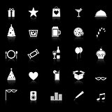 Party icons with reflect on black background