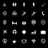 Plublic icons with reflect on black background