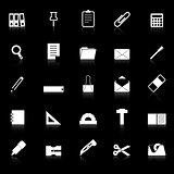 Stationary icons with reflect on black background