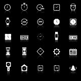 Time icons with reflect on black background