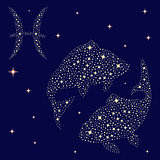 Zodiac sign Pisces on the starry sky