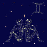 Zodiac sign Gemini on the starry sky