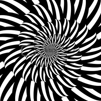 Design monochrome striped spiral movement background