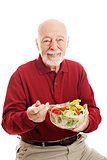 Healthy Senior Man Eating Salad