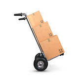 Hand Truck tilted with three Boxes profile