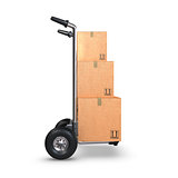 Hand Truck with three Boxes upright profile