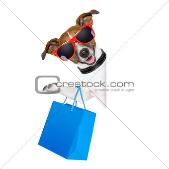 shopaholic shopping dog 